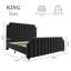 Très grande base de lit en velours, tête de lit et pied de lit de 50,2 po de hauteur, cadre de lit plateforme grand tapissier avec garniture cloutée, aucun sommier requis, silencieux, lattes en bois massif, noir-676679085