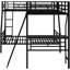 Lit superposé simple au-dessus d'un lit double en métal noir avec bureau et bureau fonctionnel Loft, pour une chambre à coucher une touche d'élégance