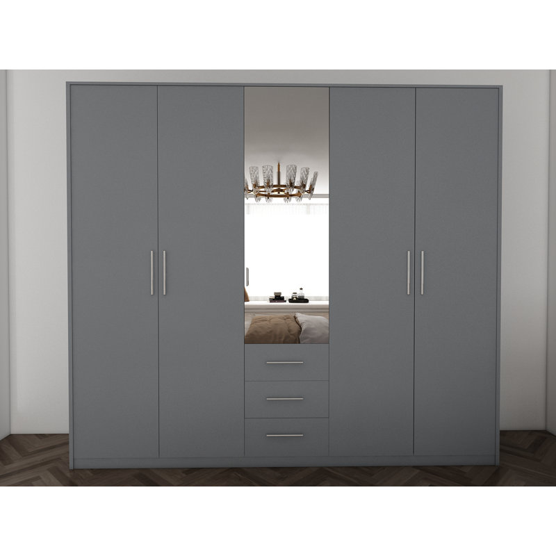 Pamel 5 Door Manufactured Wood Wardrobe, Grey