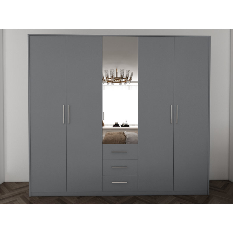 Pamel 5 Door Wardrobe, Grey