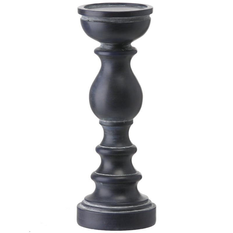 Bougeoir de table 9 po en résine, Bleu marine, H 6,5 po x l 4,15 po x P 4,15 po