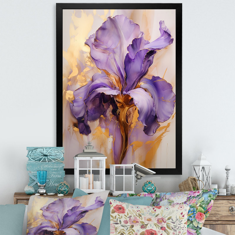 Golden Iris Purple Dream On Canvas Print, 44" H x 34" W x 1.5" D, Black Single Picture Framed