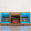 Meuble télé avec foyer électrique, flamme 3D, lumières à DEL, l 58 po pour téléviseurs de 32 à 62 po, feu moderne au fini chêne, charge-1108039354