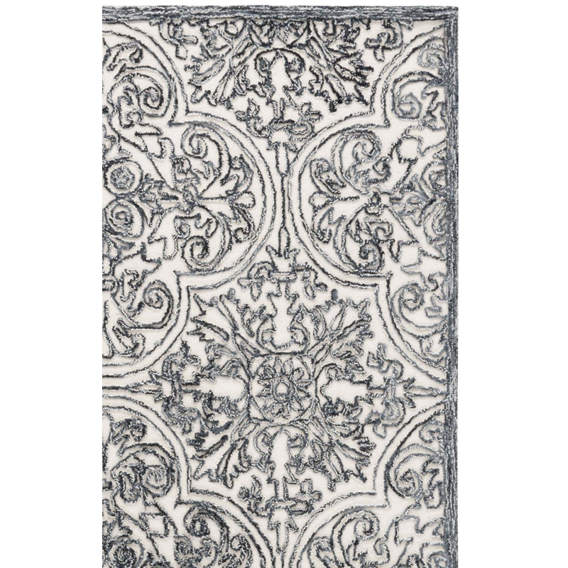 Msr Trace Hand Tufted Wool; Cotton With Latex Damask Rug, Rectangle 6' x 9'