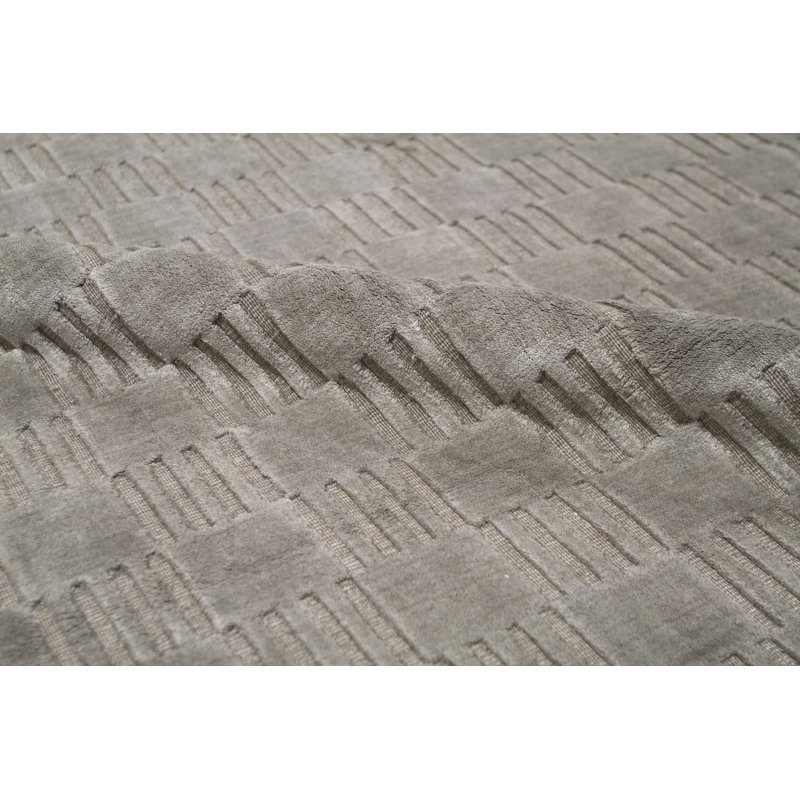 Wool Geometric Area Rug in Gray