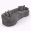 Canapé modulaire courbé 4 places de style moderne, canapé de salon à compression minimaliste, aucun assemblage requis, revêtement en chenille-1236817515