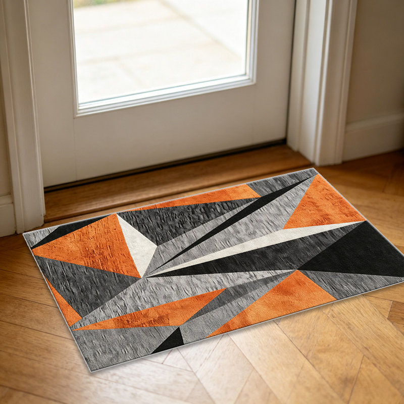 Burnt Orange Grey area rugs for Living Room, Soft and Comfortable, Suitable for all seasons, easy to maintain, machine washable Indoor floor mat, Under Table Farmhouse suitable for Bedroom, Dining Room, Study,  Balcony, Home Decor Patio