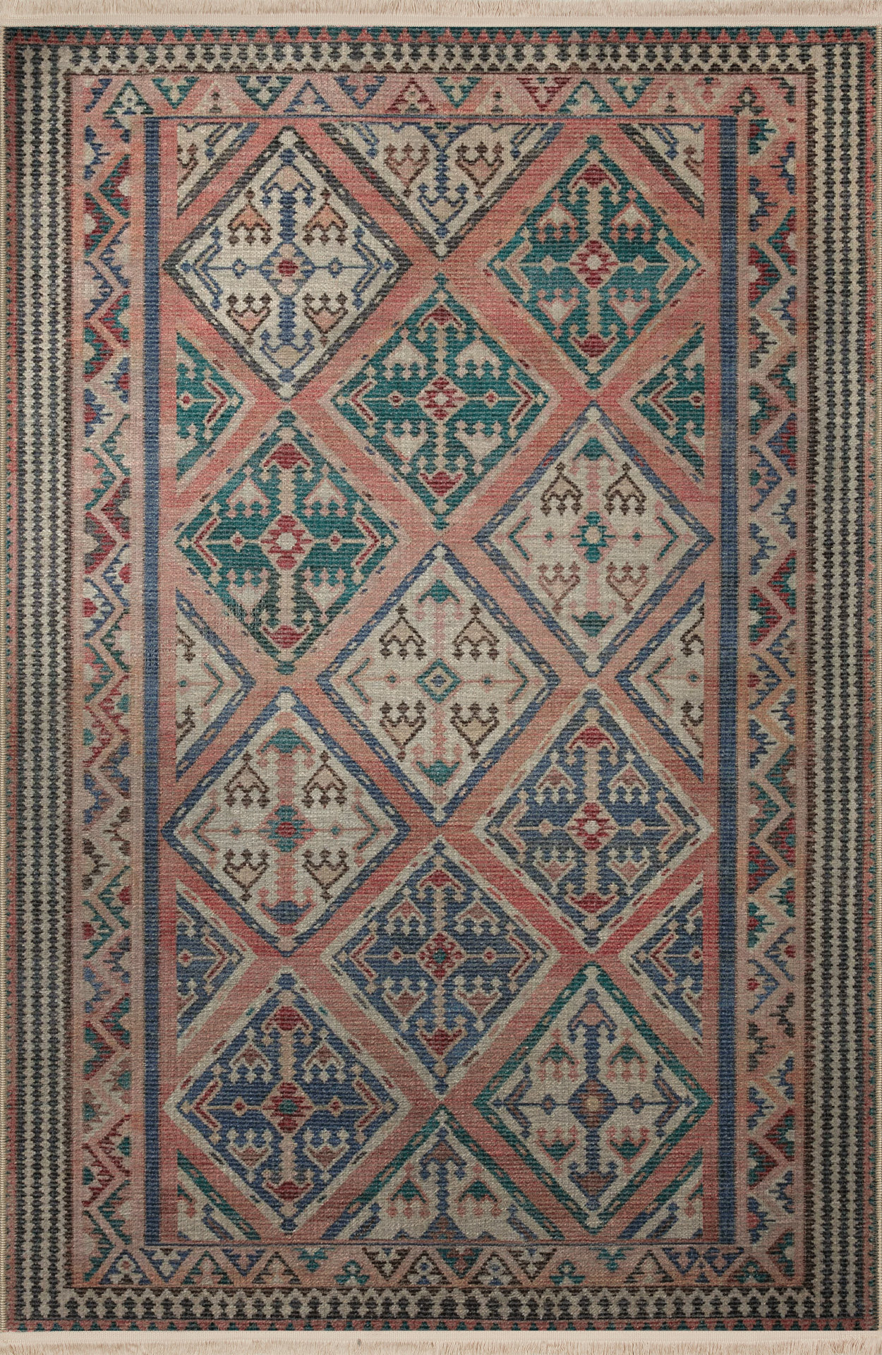 Traditional Motif Rug Design Hokku Designs Pink Themed Multi-Colored Traditional Motif Patterned ...