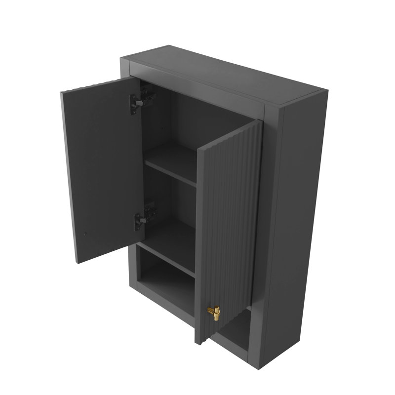 Wall Bathroom Shelves, Cashmere Gray, Brushed Gold