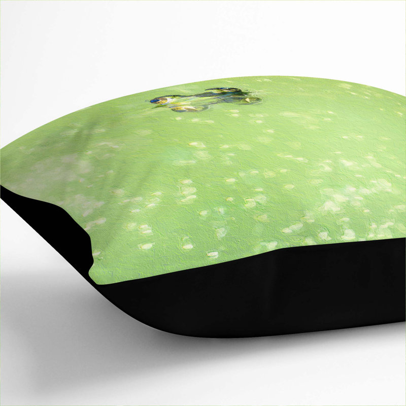 Peeping Frog Cushion with Filling, 40cm H x 40cm W x 15cm D, Black