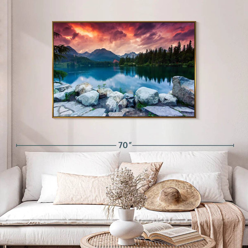 Lac Tatra, 46 po x 31 po, Cadre flottant doré