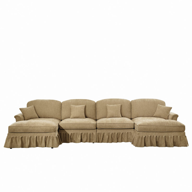 Canapé modulaire classique avec accoudoirs évasés et volants amovibles
