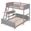 Lits simples superposés sur lit double avec bureau et tiroirs, lit mezzanine simple en bois avec cadre de lit plateforme double amovible, lit superposé avec échelle