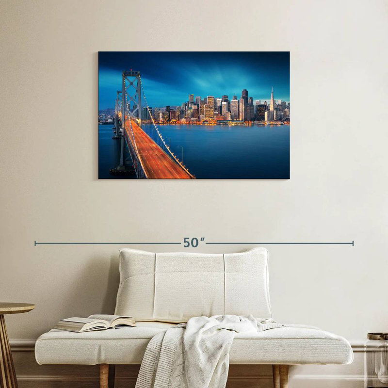 Lilie SF Bay Bridge Twilight Rush, H 24 po x l 36 po