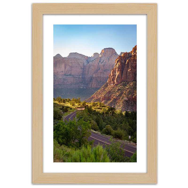Mountain Road - Single Picture Frame Print, Tan, 100cm H x 70cm W