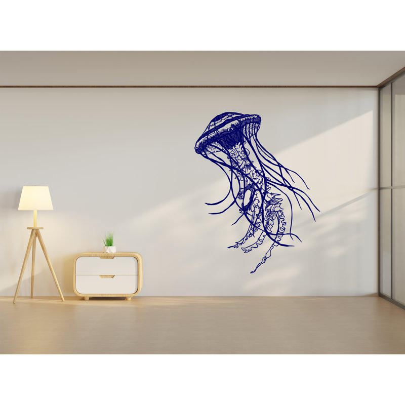 Adhésif décoratif méduse, médaillons muraux modernes, H 28 po x l 22 po, Sarcelle