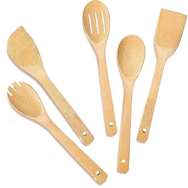 TAYANUC 5-Pieces Wooden Cooking Spoons Kitchen Utensil Set