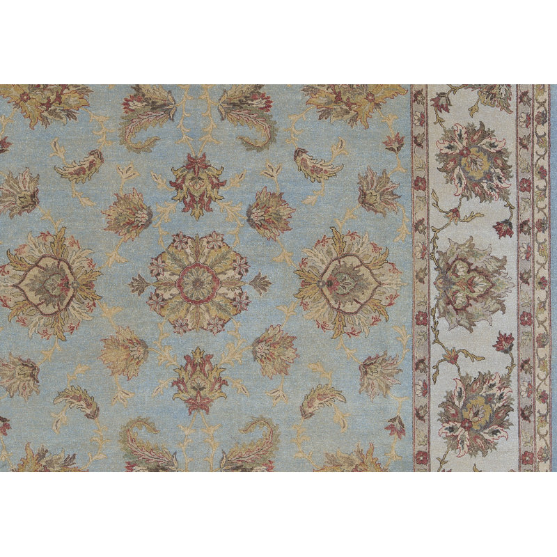 Tapis bleu de haute qualité noué à la main