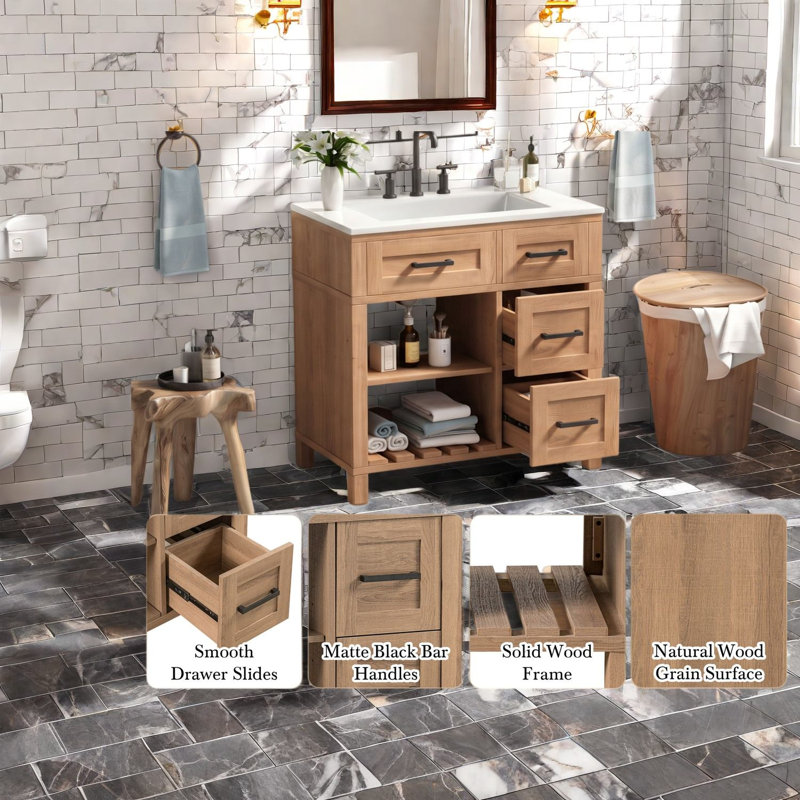 Meuble-lavabo en bois, 30