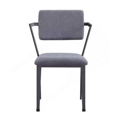 Gray Fabric & Gunmetal Finish Dining Chair ( Set Of 2)