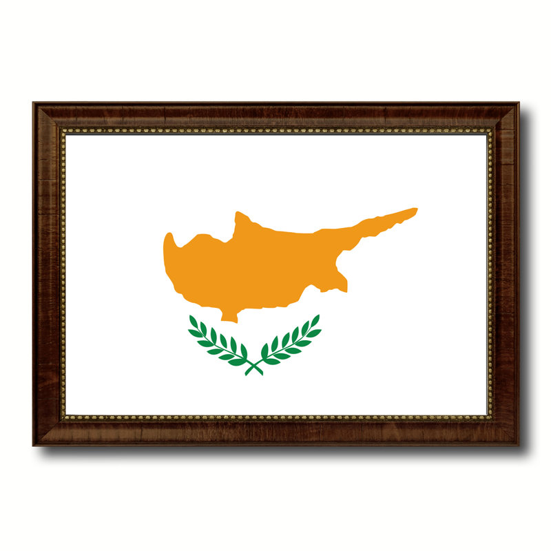 Impression sur toile « cyprus country flag », H 15 po x l 21 po x P 1 po, Encadrement brun