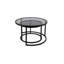 AISHA Nest of 2 Frame Black Coffee Tables with Glass Top