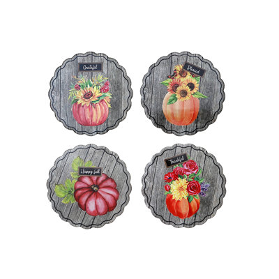 Ensemble de 4 citrouilles rondes en céramique
