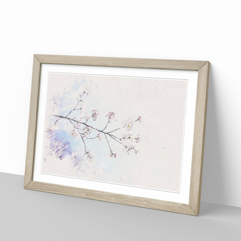 Pink Cherry Blossom Tree in Sunlight - Framed Print, 62cm H x 87cm W x 2cm D, Oak Framed
