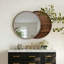Miroir mural coulissant rond avec tablettes de rangement