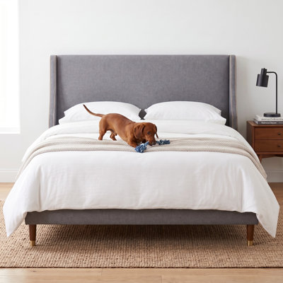 Melaya Wingback Upholstered Platform Bed Frame