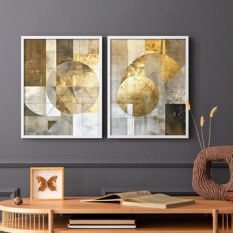 Reproduction encadrée ABSTRACT Series C-Premium - prête à être accrochée - aucun clou requis - aucun clou requis, Blanc