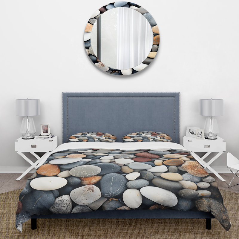 Ensemble de housse de couette Rock By The Beach - Coastal Minimalisme, Housse de couette simple + 1 taie décorative stan