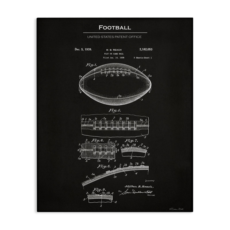 Art mural détaillé sur toile de football détaillé par Susan Ball, H 48 po x l 36 po