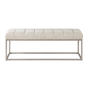Gwendolyn 48"W Channel Tufted Entryway Bench– Modern Accent Seating With Metal Frame