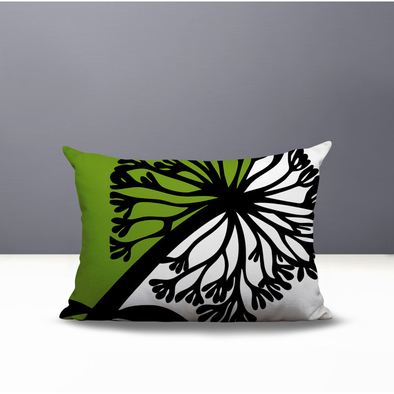 Oreiller rectangulaire réversible intérieur / extérieur Aldy, Chartreuse, Rectangle H 14 po x l 20 po