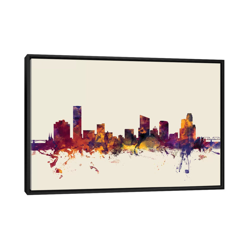 «Skyline Series: Grand Rapids, Michigan, USA», reproduction d'art sur toile tendue, H 18 po x l 26 po x P 1,5 po