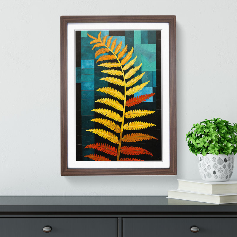 Fern Leaf Constructivism No.2 - Framed Print, Walnut, 64cm H x 46cm W x 2cm D