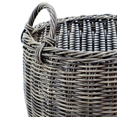 Multi-Functional Hand Woven Storage 2 - Dark Gray Plastic For Magazines, Snacks 16.42 In. X 15.65 With Handles Stackable Remote Controls