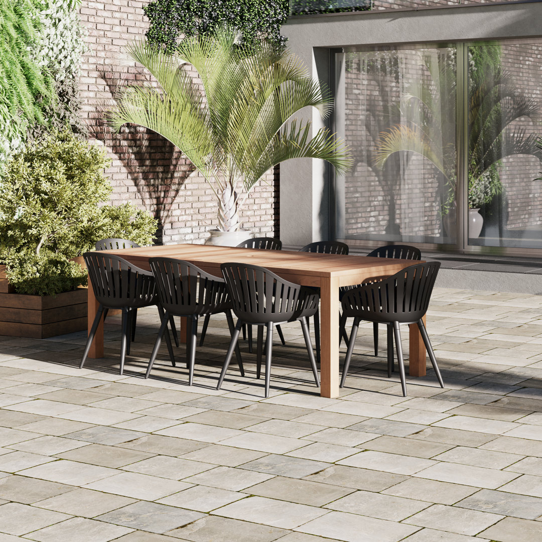 Anautica 8 - Person Teak Patio Dining Set with Rectangular Table Lark Manor™ Chair 