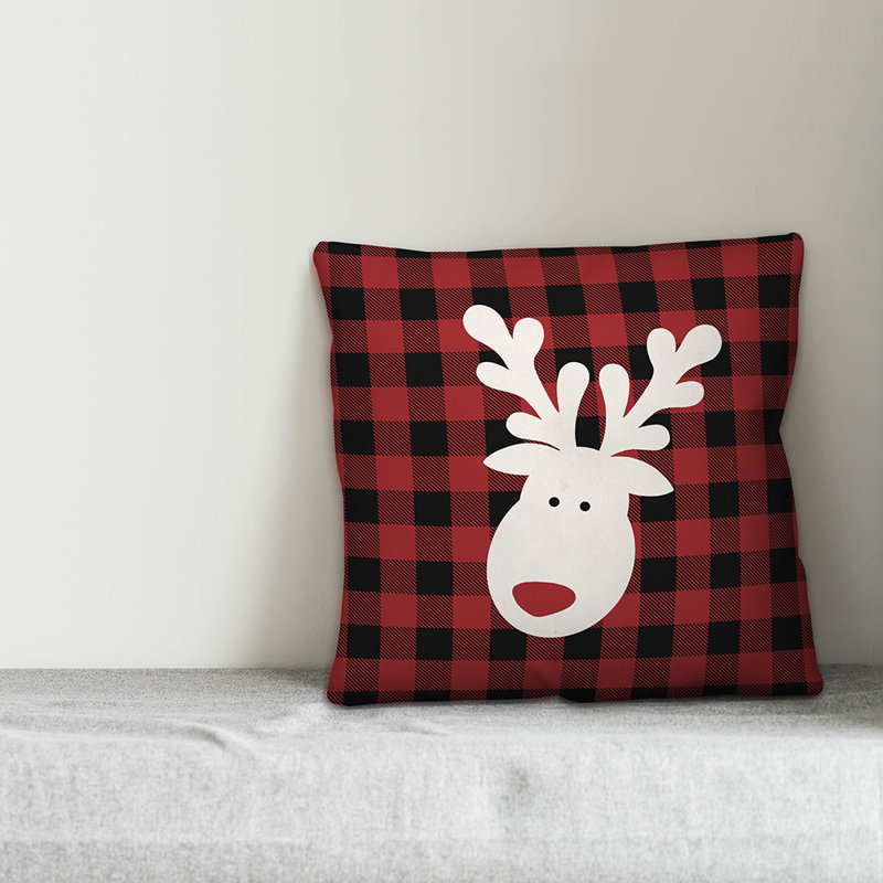  Housse de coussin Cute Reindeer, 18 po x 18 po, Polyester/ Bourre en polyester