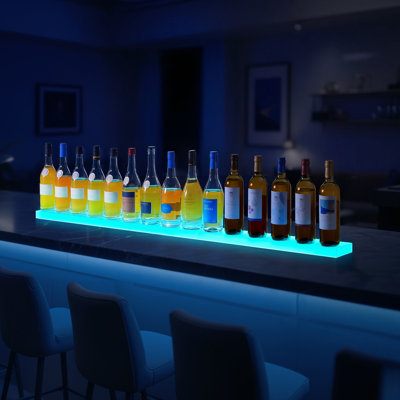 LED Lighted Liquor Bottle Display 1-Tier 48 Inches for 12 Bottles by Wrought Studio