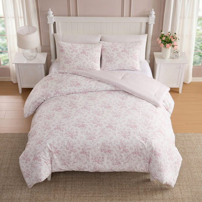 Ensemble d'édredon réversible rayé rose Laura Ashley