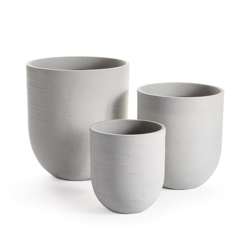 FIBRESTONE MALIBU CYLINDER POTS, SET OF 3, White