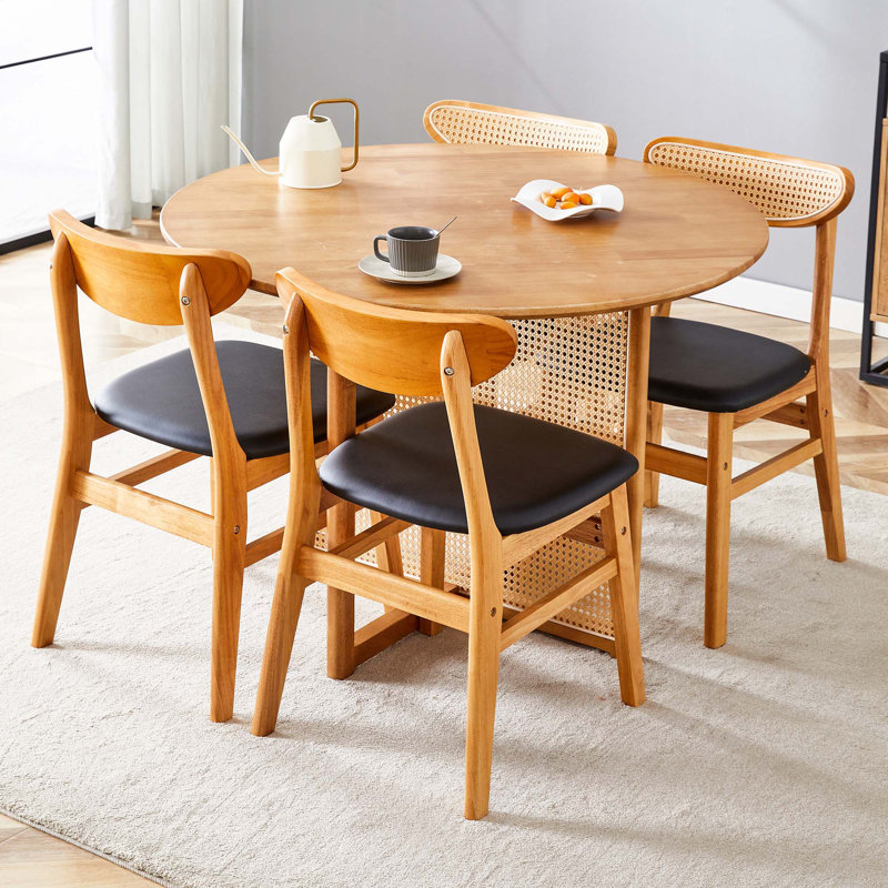 Caleia 42'' Round Dining Table Set, Natural, 5