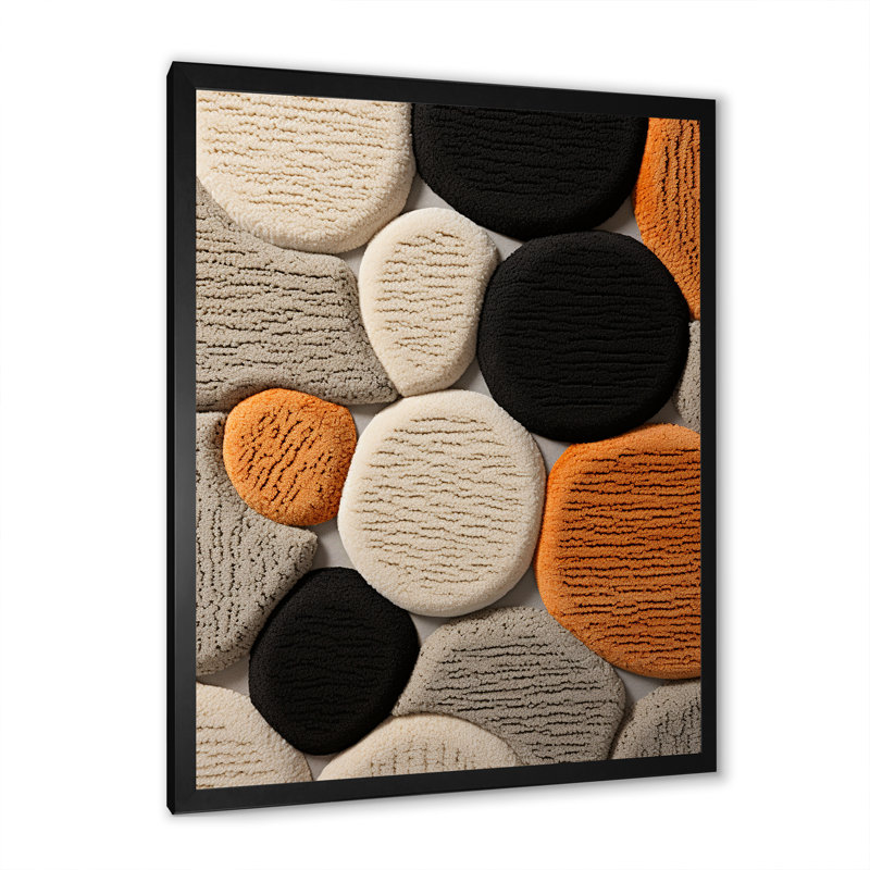 Art Deco Andean Wool Tiles, Black Single Picture Framed, 40" H x 30" W x 1.5" D