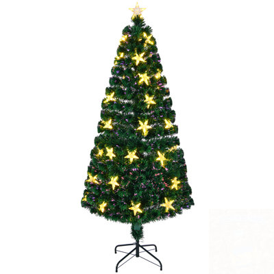 Christmas Tree With Large Stars And Metal Base