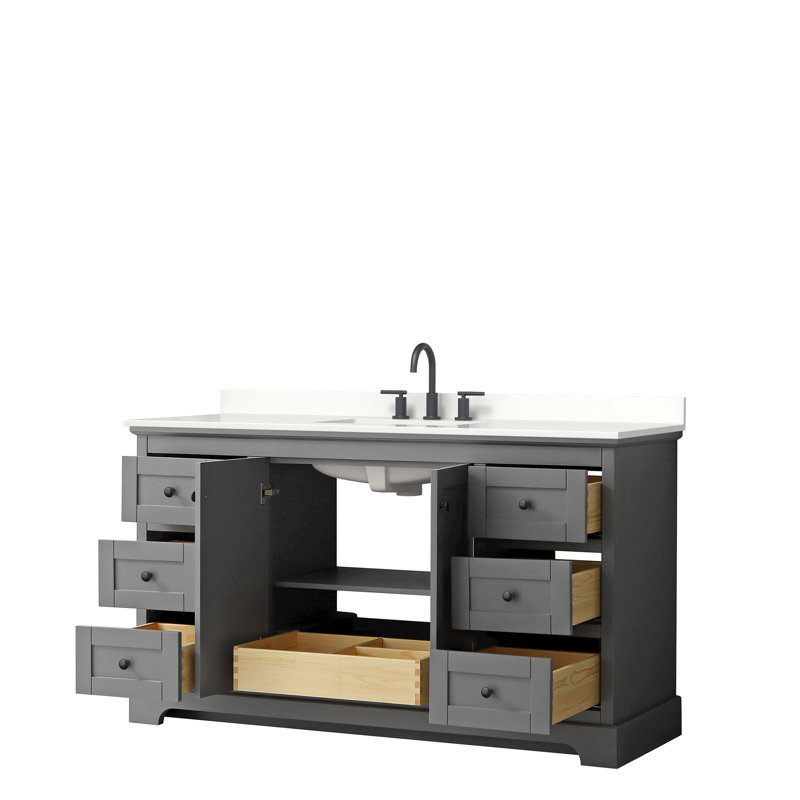 Ensemble de meuble-lavabo simple 60 po Avery, Gris foncé, Chrome poli