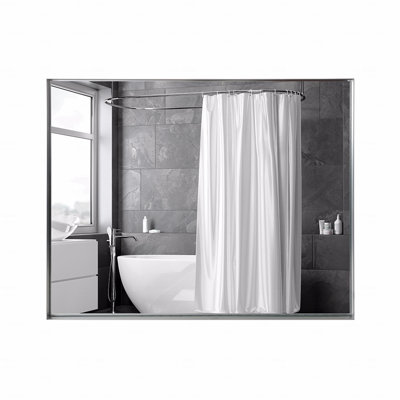 Rectangular Wall-Mounted Beveled Bathroom Accent Mirror,Square Angle Metal Frame Wall-Mounted Bathroom Accent Mirrors