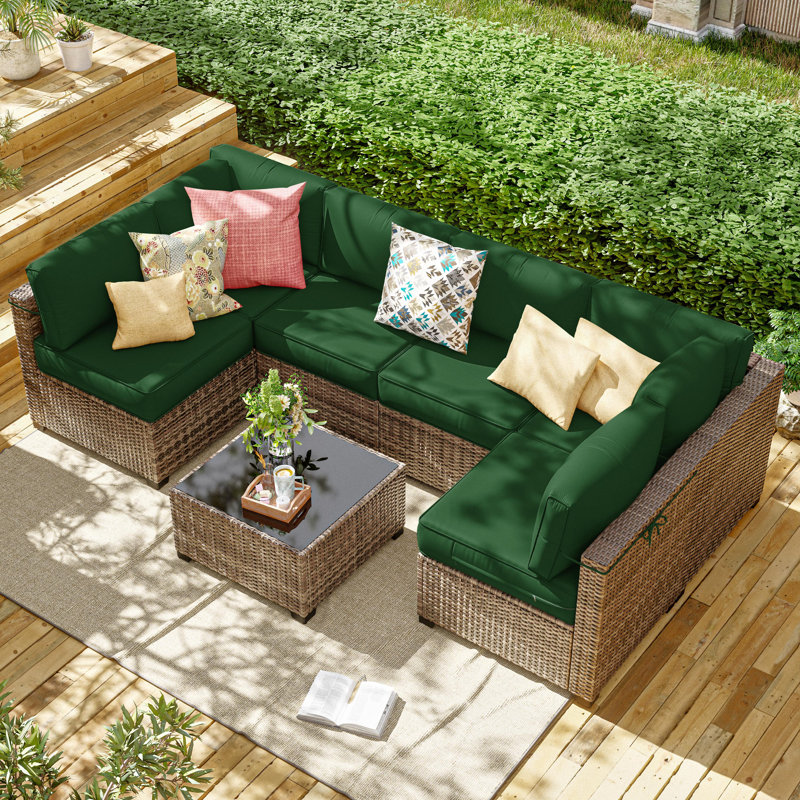 14-Piece Outdoor 4'' Cushion Cover Set, Only Covers, Green