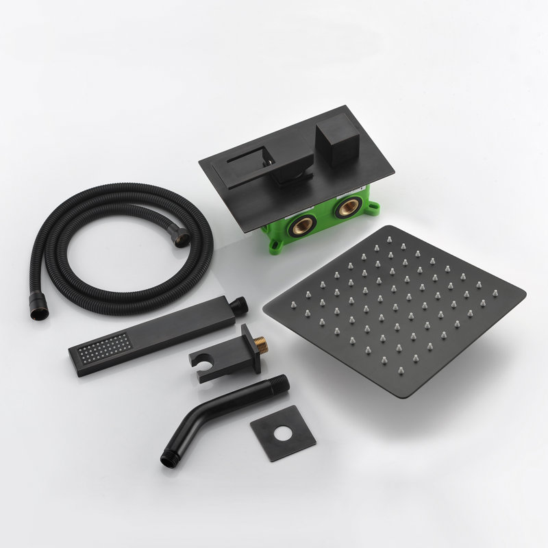 Complete Shower System with Rough in-Valve, Matte Black